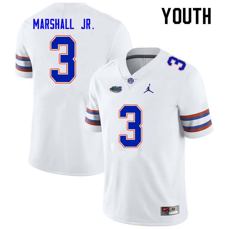 NCAA Florida Gators Jason Marshall Jr. Youth #3 Nike White Stitched Authentic College Football Jersey FPY0764SB